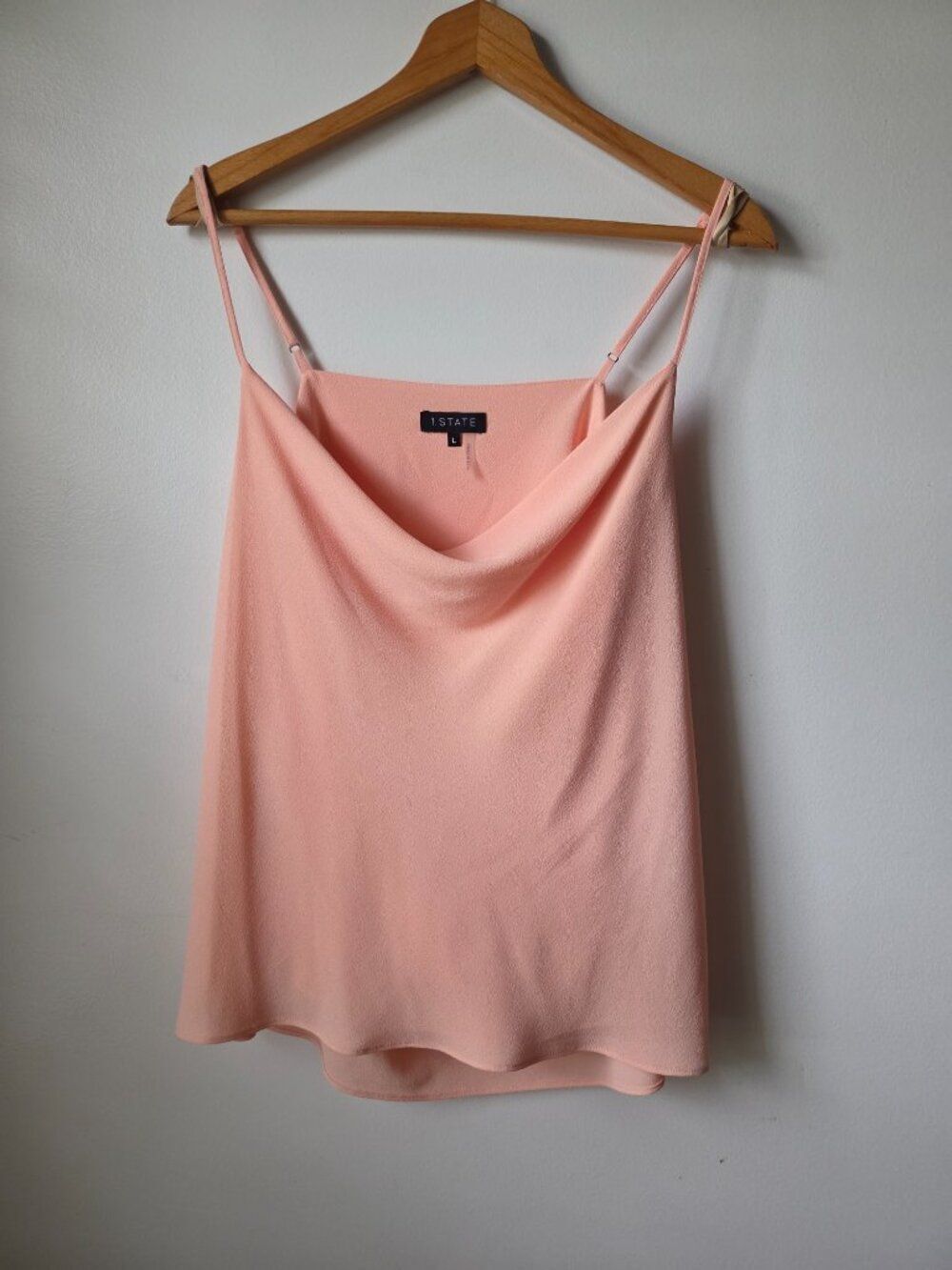 EUC LIKE NEW 1STATE PEACH COWL NECK/BACK SWING OPEN BACK TANK TOP SIZE LARGE